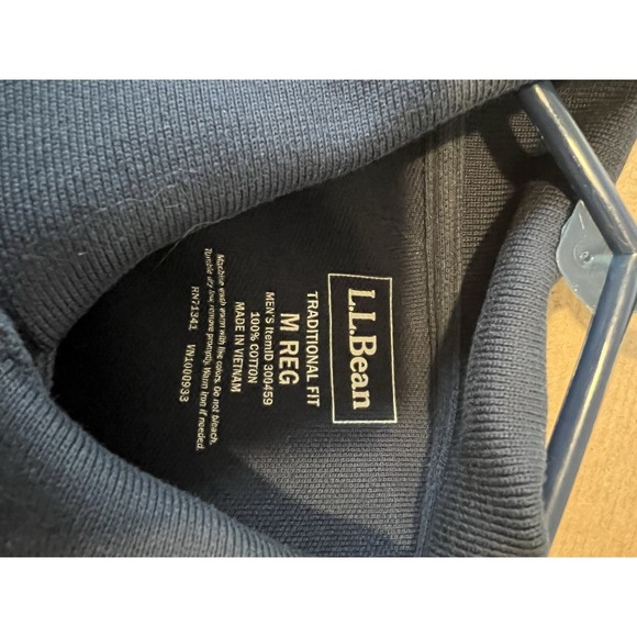 LL Bean Men's Long Sleeve Polo Shirt Medium Traditional Fit Navy Blue - Picture 5 of 5